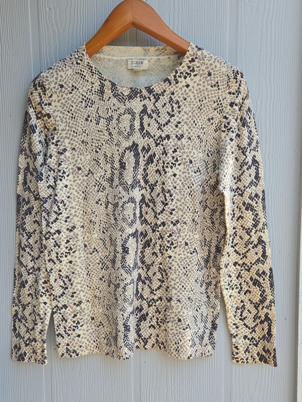 J. CREW TEDDIE | Snakeskin Print Sweater Crewneck Pullover Lightweight (Size M)